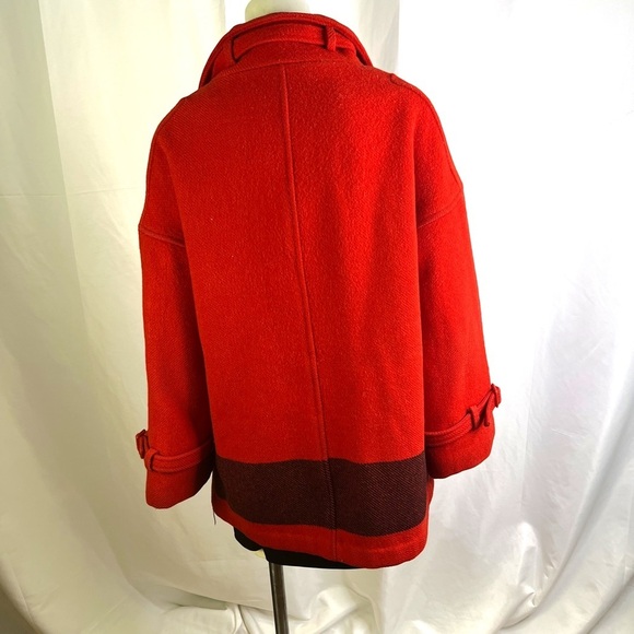 SHARDIK FLEECE RAINMASTER 100% WOOL COAT INUIT RED COAT VINTAGE WOVEN COAT SMALL - Picture 4 of 13